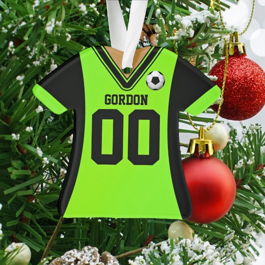 Gepersonaliseerde zwarte/groene sporter Jersey Ornament