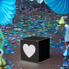 Gepersonaliseerde zwarte gunstboxen – Hart 2x2x2 S Bedankdoosjes