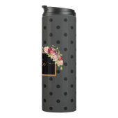 Gepersonaliseerde zwarte haarstaart en Rozen monog Thermosbeker (Geroteerd rechts)