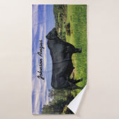 Gepersonaliseerde zwarte hoekstrijllanket badhanddoek (Badhanddoek)