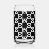 Gepersonaliseerde zwarte hond Paw Print Geruite pa Blikvorm Glas (Achterkant)