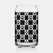 Gepersonaliseerde zwarte hond Paw Print Geruite pa Blikvorm Glas (Rechts)