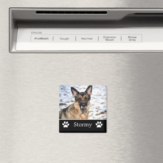 Gepersonaliseerde zwarte huisdier foto magneet (Insitu (Vaatwasser))