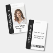 Gepersonaliseerde zwarte ID van medewerker van bed Badge (Voor- en achterkant)