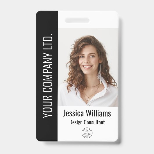 Gepersonaliseerde zwarte ID van medewerker van bed Badge (Voorzijde)