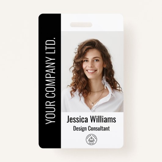 Gepersonaliseerde zwarte ID van medewerker van bed Badge (Voorkant)