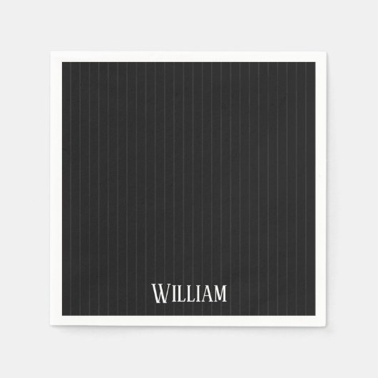 Gepersonaliseerde zwarte instripes servet (Voorkant)