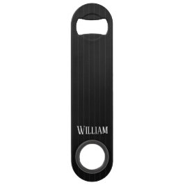 Gepersonaliseerde zwarte instripes speed flessenopener
