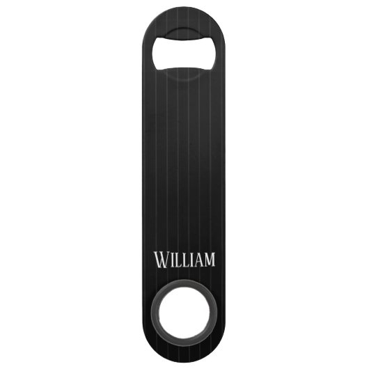 Gepersonaliseerde zwarte instripes speed flessenopener (Voorkant)