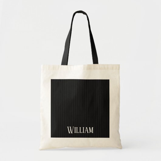 Gepersonaliseerde zwarte instripes tote bag (Voorkant)
