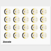 Gepersonaliseerde zwarte ivoor Daisy bruiloft stic Ronde Sticker (Vel)