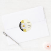 Gepersonaliseerde zwarte ivoor Daisy bruiloft stic Ronde Sticker (Envelop)