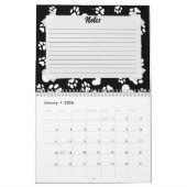 Gepersonaliseerde zwarte kalender met pootafdrukke (Jan 2026)