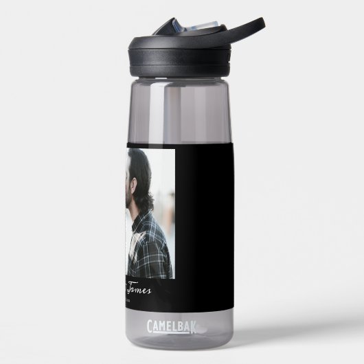 Gepersonaliseerde zwarte kalligrafie Voeg je eigen Waterfles (Links)