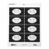 Gepersonaliseerde zwarte kant Hartelijk dank voor  Etiket (Full Sheet)