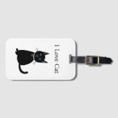 Gepersonaliseerde zwarte kat bagagelabel (Voorkant (horizontaal))