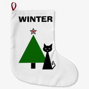 Gepersonaliseerde zwarte kat grote kerstsok