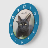 Gepersonaliseerde zwarte kat grote klok (Hoek)