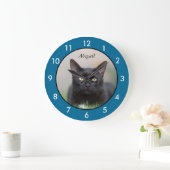 Gepersonaliseerde zwarte kat grote klok (Huis)