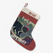 Gepersonaliseerde zwarte kat Ik heb je niets grapp Kleine Kerstsok (Voorkant (Hangend))