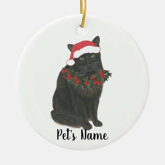 Gepersonaliseerde zwarte kat keramisch ornament (Voorkant)