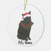 Gepersonaliseerde zwarte kat keramisch ornament (Links)