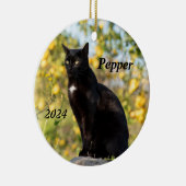 Gepersonaliseerde zwarte kat keramisch ornament (Rechts)