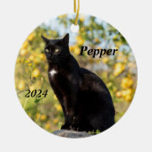 Gepersonaliseerde zwarte kat keramisch ornament (Voorkant)