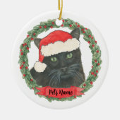 Gepersonaliseerde zwarte kat keramisch ornament (Voorkant)