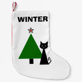 Gepersonaliseerde zwarte kat kleine kerstsok