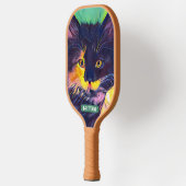 Gepersonaliseerde zwarte kat, moderne kleuren pickleball paddle (Links)