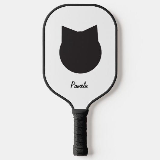 Gepersonaliseerde zwarte kat Pickleball Pickleball Paddle (Voorkant)
