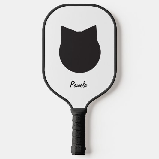 Gepersonaliseerde zwarte kat Pickleball Pickleball Paddle (Achterkant)