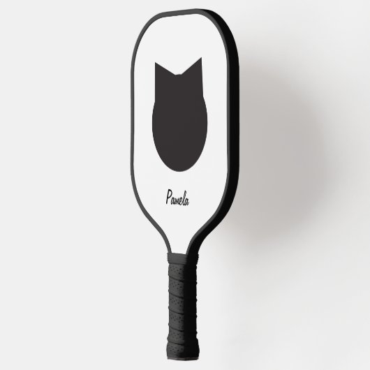 Gepersonaliseerde zwarte kat Pickleball Pickleball Paddle (Links)
