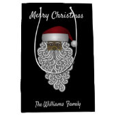 Gepersonaliseerde zwarte kerstman medium cadeauzakje (Voorkant)