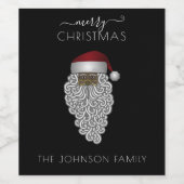 Gepersonaliseerde zwarte kerstman wijn etiket (Enkel label)