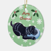 Gepersonaliseerde zwarte Kerstmis Keramisch Ornament (Links)