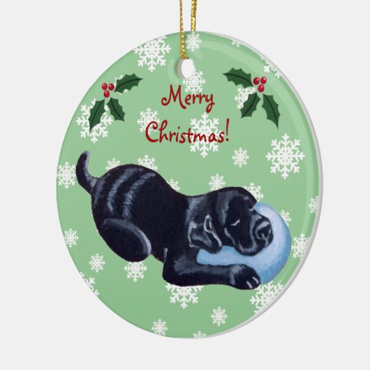 Gepersonaliseerde zwarte Kerstmis Keramisch Ornament (Links)