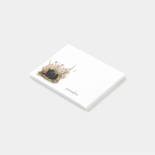 Gepersonaliseerde zwarte kitten Post-it® notes (Schuin)