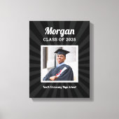 Gepersonaliseerde Zwarte Klasse van 2025 Afstudere Canvas Afdruk (Voorkant)