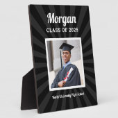 Gepersonaliseerde Zwarte Klasse van 2025 Afstudere Fotoplaat (Zijkant)