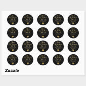 Gepersonaliseerde zwarte kleur gouden Bedankt brui Ronde Sticker (Vel)