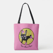 Gepersonaliseerde zwarte konijn tote bag (Achterkant)