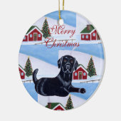Gepersonaliseerde zwarte lab — kerstmis keramisch ornament (Links)