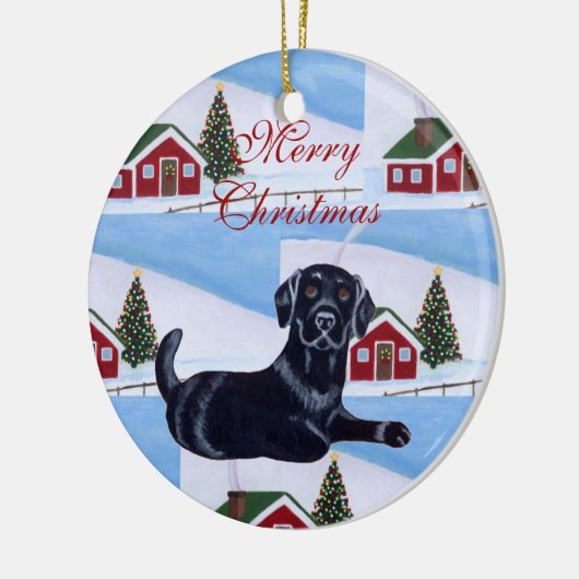 Gepersonaliseerde zwarte lab — kerstmis keramisch ornament (Links)