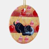 Gepersonaliseerde zwarte lab — kerstmis keramisch ornament (Rechts)