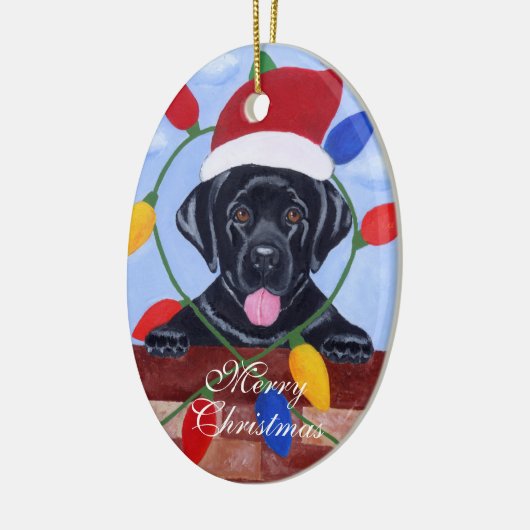 Gepersonaliseerde zwarte lab — kerstmis keramisch ornament (Links)