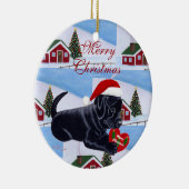 Gepersonaliseerde zwarte lab — kerstmis keramisch ornament (Rechts)