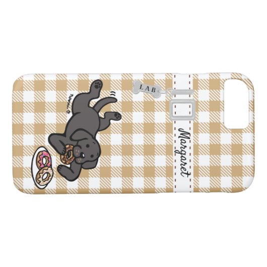 Gepersonaliseerde zwarte labrador en Doughnoten Case-Mate iPhone Case (Achterkant (Horizontaal))