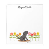 Gepersonaliseerde zwarte labrador en groene en blo notitieblok (Voorkant)